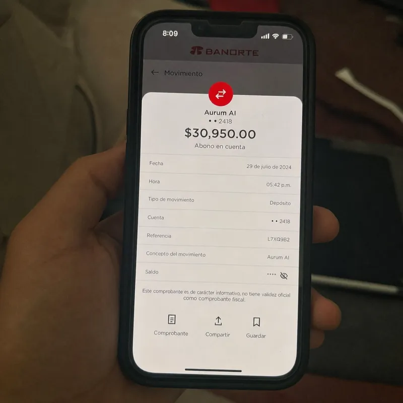 Captura de la app del banco con depósito de Silber Markt GPT